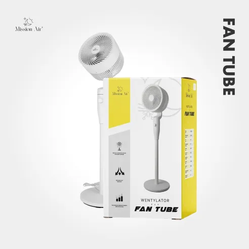 FAN TUBE Pedestal Fan | 65° Oscillation, 3 Speeds, White