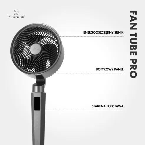 FAN TUBE PRO 3D Pedestal Fan | 24 Speeds, 3D Swing, Grey