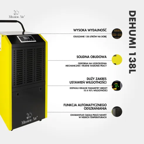 Funkcje osuszacza przemysłowego DEHUMI 138 L