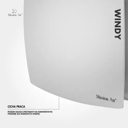 Wentylator łazienkowy WINDY 100 mm srebrny pełny widok produktu
