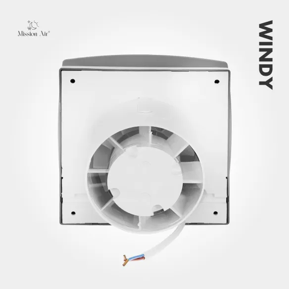 Wentylator łazienkowy WINDY 120 mm srebrny wirnik i wylot powietrza