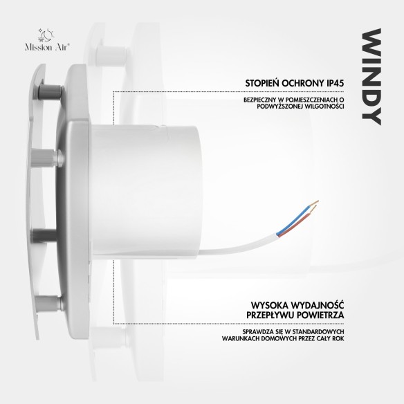 WINDY 120 mm Bathroom Fan | With Backdraft Shutter, Silver