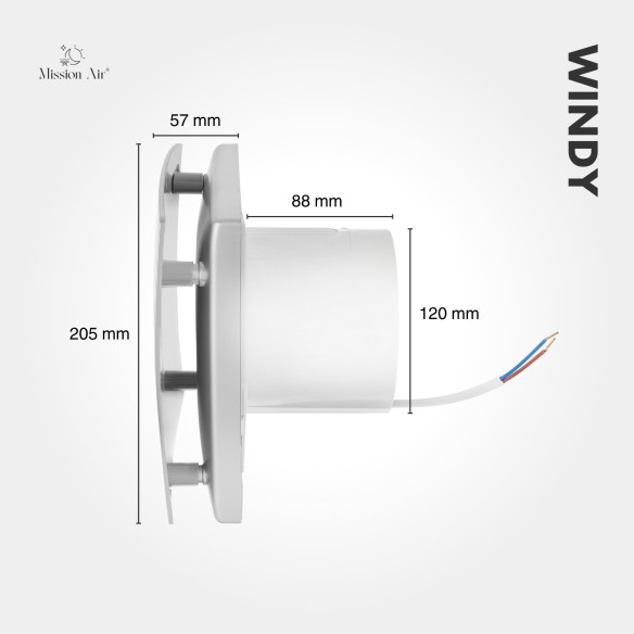 WINDY 120 mm Bathroom Fan | With Backdraft Shutter, Silver