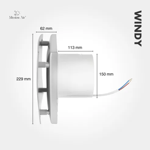 WINDY 150 mm Bathroom Fan | With Backdraft Shutter, Silver