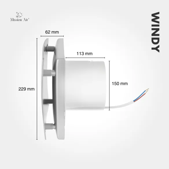 WINDY 150 mm Bathroom Fan | With Backdraft Shutter, Silver