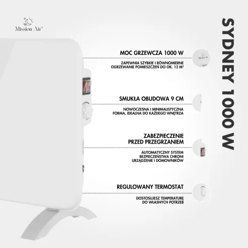 Funkcje grzejnika konwektorowego SYDNEY 1000 W