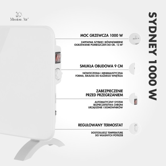 Funkcje grzejnika konwektorowego SYDNEY 1000 W