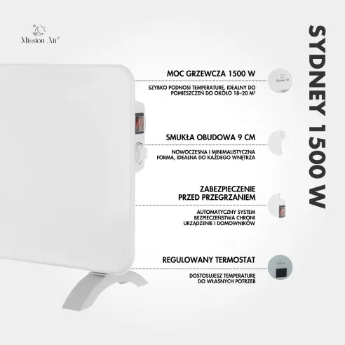 Funkcje grzejnika konwektorowego SYDNEY 1500 W