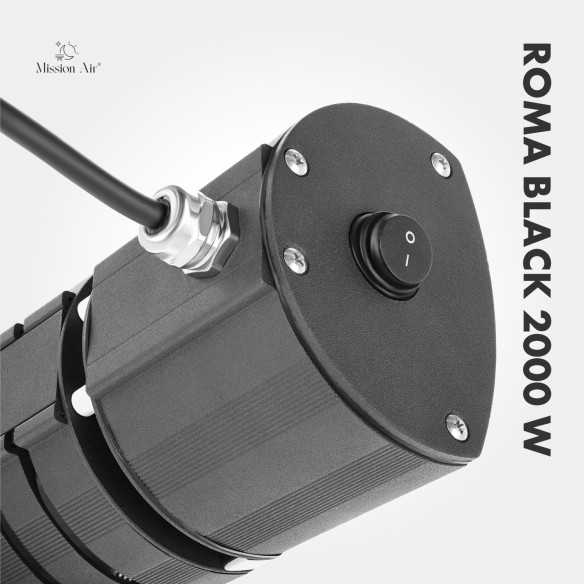 ROMA BLACK 2000 W Wall-Mounted Infrared Heater | Adjustable Angle, IPX4