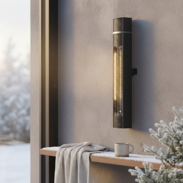 ROMA BLACK 2000 W Wall-Mounted Infrared Heater | Adjustable Angle, IPX4