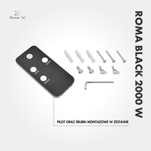 ROMA BLACK 2000 W Wall-Mounted Infrared Heater | Adjustable Angle, IPX4