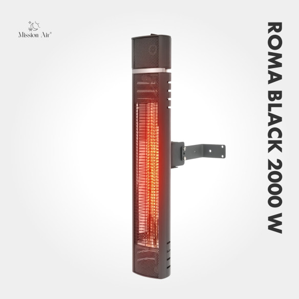 ROMA BLACK 2000 W Wall-Mounted Infrared Heater | Adjustable Angle, IPX4