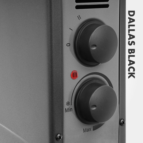 Grzejnik konwektorowy DALLAS 2000W czarny termostat pokrętło