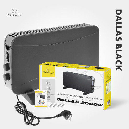 DALLAS 2000 W Convector Heater | Thermostat, Quiet Operation, Black