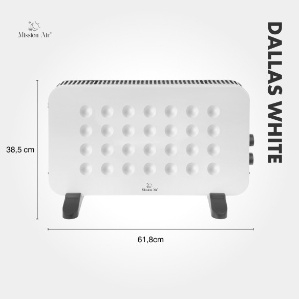 DALLAS 2000 W Convector Heater | Thermostat, Quiet Operation, White