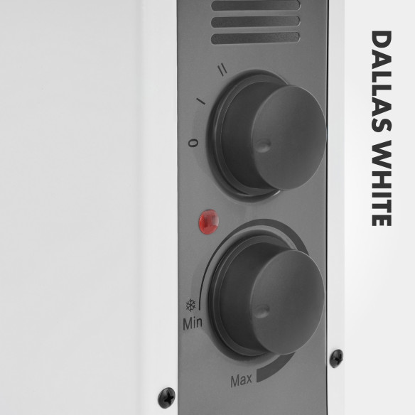 Grzejnik konwektorowy DALLAS 2000 W | termostat, cicha praca, Biały