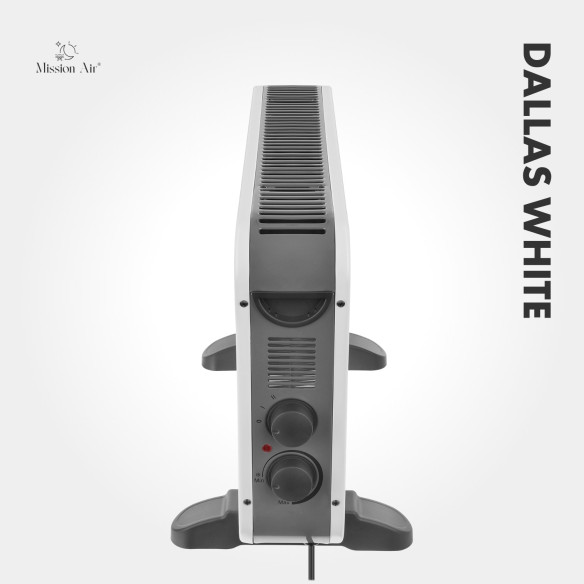 Grzejnik konwektorowy DALLAS 2000 W | termostat, cicha praca, Biały