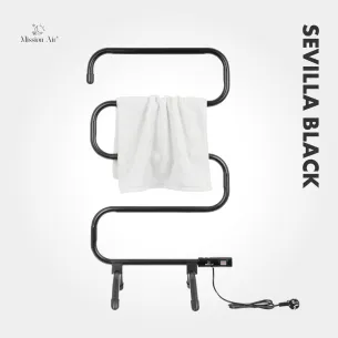 Grzejnik łazienkowy SEVILLA BLACK 100W czarny widok z przodu 2