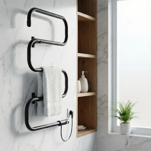 Grzejnik łazienkowy SEVILLA BLACK 100W czarny montaż ścienny w łazience