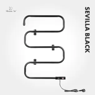 Grzejnik łazienkowy SEVILLA BLACK 100W czarny widok z przodu