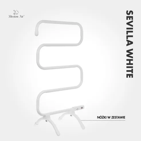 Grzejnik łazienkowy SEVILLA WHITE 100W biały widok pod kątem