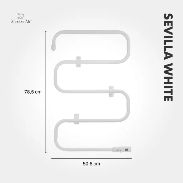 Grzejnik łazienkowy SEVILLA WHITE 100W biały widok boczny