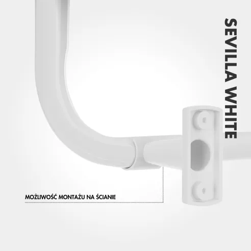 Grzejnik łazienkowy SEVILLA WHITE 100W biały uchwyt montażowy detal