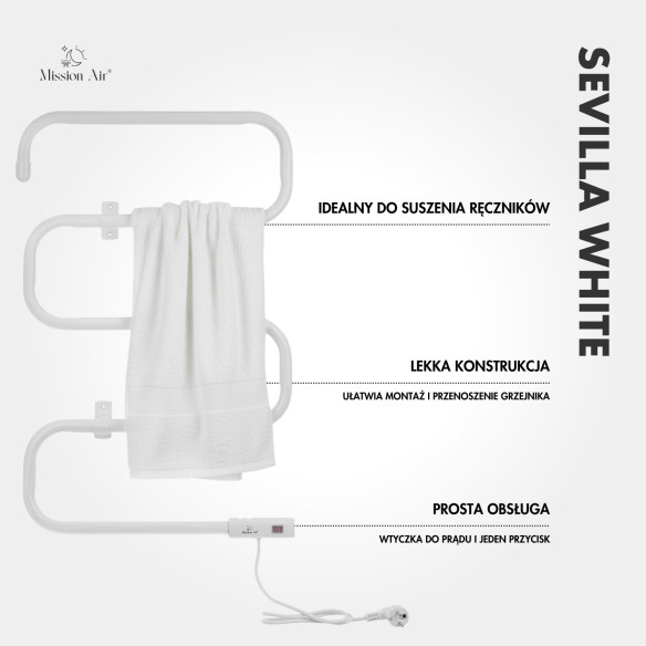 SEVILLA WHITE 100 W Bathroom Heater | IP24, Freestanding/Wall-Mounted, White