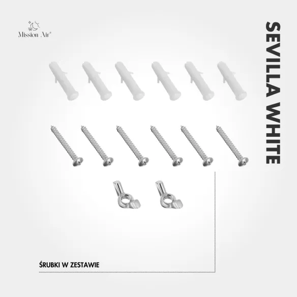 Grzejnik łazienkowy SEVILLA WHITE 100W biały akcesoria montażowe