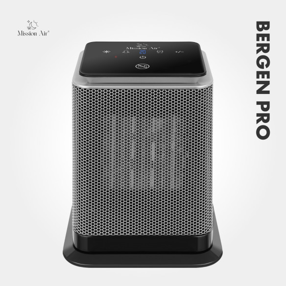 Termowentylator BERGEN 1500W czarny widok z przodu