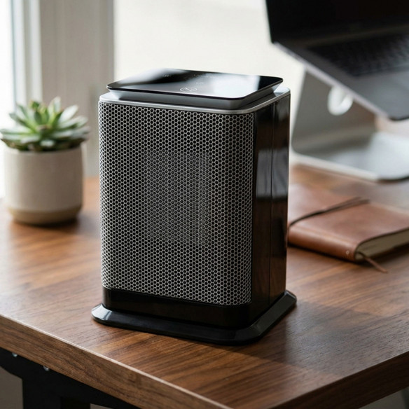 Termowentylator BERGEN 1500W na biurku w pomieszczeniu