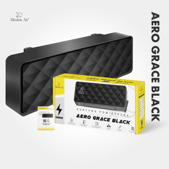 AERO Grace 2000 W PTC Air Curtain | 54 cm, Black