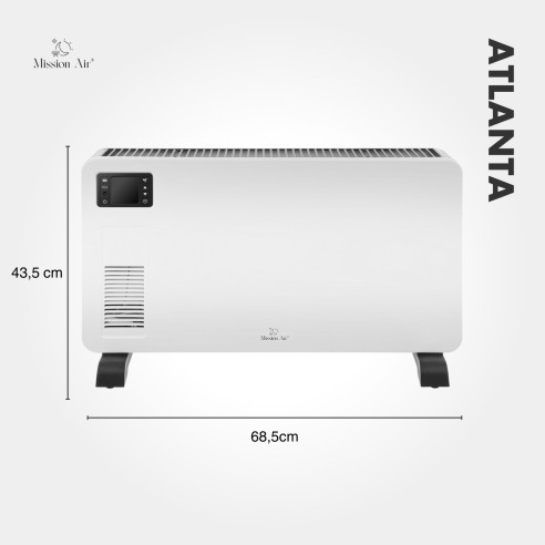 Grzejnik konwektorowy ATLANTA 2300W biały widok od tyłu