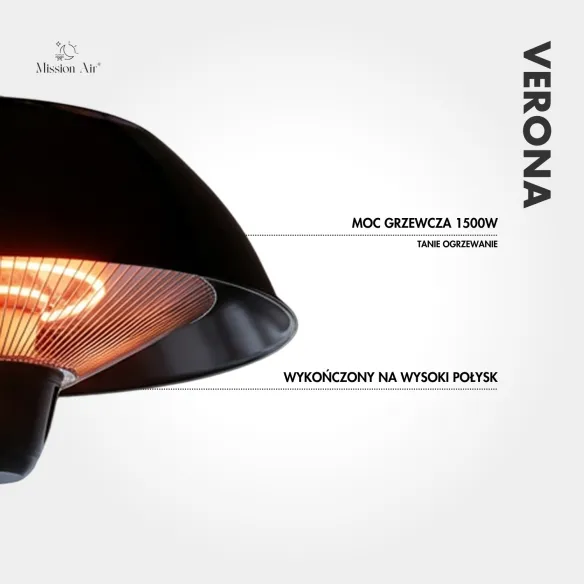 Promiennik podczerwieni tarasowy VERONA włączony efekt grzania