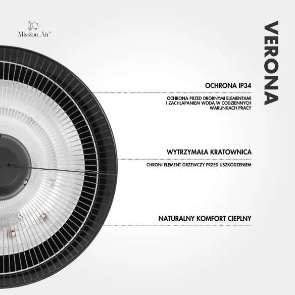 Promiennik podczerwieni VERONA element grzewczy detal