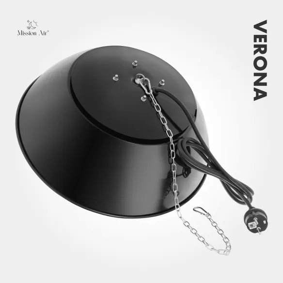 Promiennik podczerwieni wiszący VERONA czarny górna część