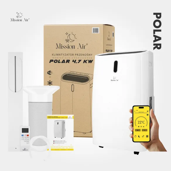 Zestaw sprzedażowy klimatyzatora POLAR 4,7 kW – urządzenie i akcesoria