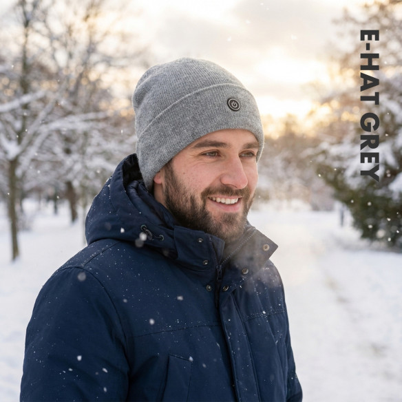 E-HAT Grey Heated Winter Hat | USB Powered