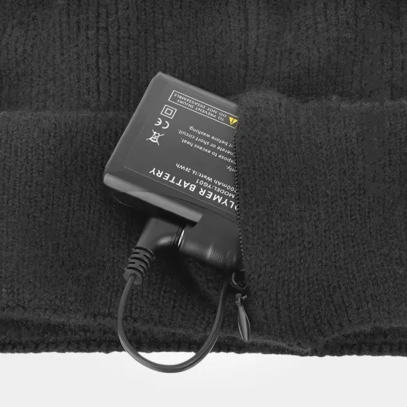 Elektryczna czapka grzewcza E-HAT Black | USB, podgrzewana zimowa