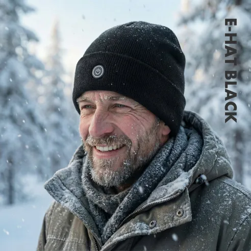 E-HAT Black Heated Winter Hat | USB Powered