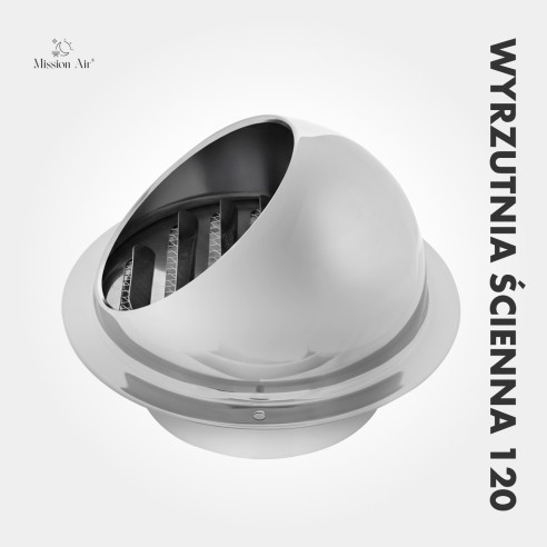 Mission Air 120 mm Wall Vent Outlet | Drip Cap, Protective Grille