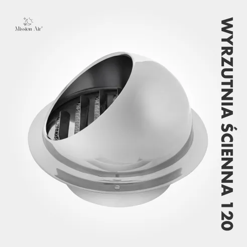 Wyrzutnia ścienna Mission Air 120 mm | Okapnik, kratka zabezpieczająca