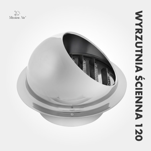 Mission Air 120 mm Wall Vent Outlet | Drip Cap, Protective Grille