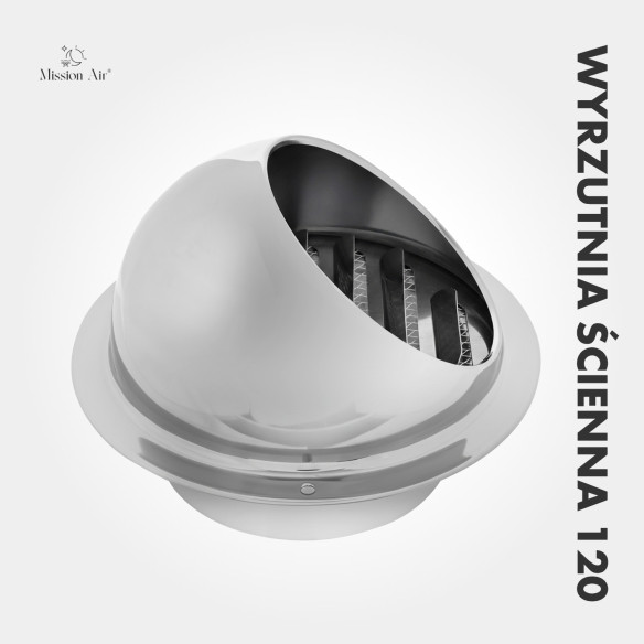 Mission Air 120 mm Wall Vent Outlet | Drip Cap, Protective Grille