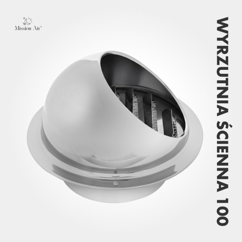 Mission Air 100 mm Wall Vent Outlet | Drip Cap, Protective Grille