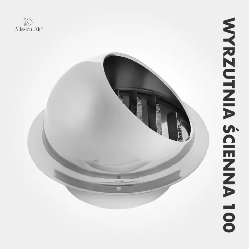 Wyrzutnia ścienna Mission Air 100 mm | Okapnik, kratka zabezpieczająca