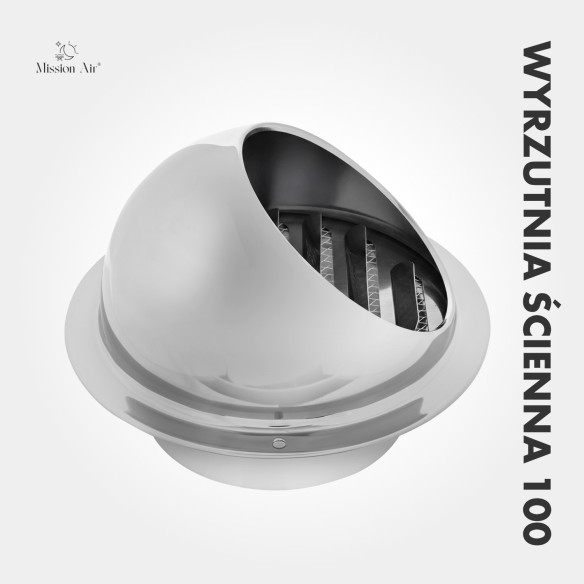 Mission Air 100 mm Wall Vent Outlet | Drip Cap, Protective Grille