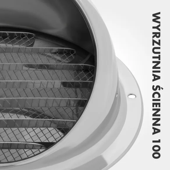 Wyrzutnia ścienna Mission Air 100 mm | Okapnik, kratka zabezpieczająca