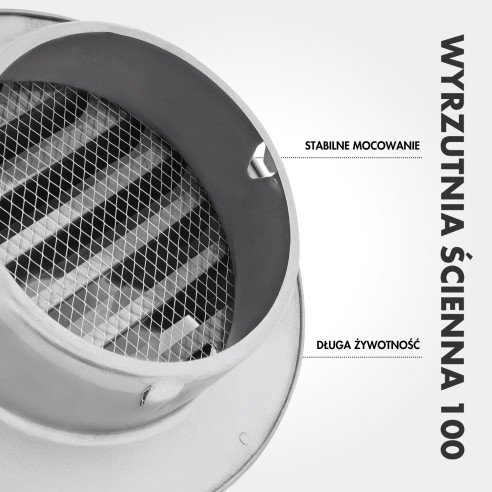 Mission Air 100 mm Wall Vent Outlet | Drip Cap, Protective Grille