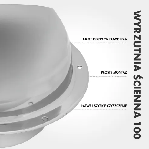 Wyrzutnia ścienna Mission Air 100 mm | Okapnik, kratka zabezpieczająca